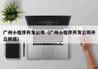 广州小程序开发公司（广州小程序开发公司开立网络）